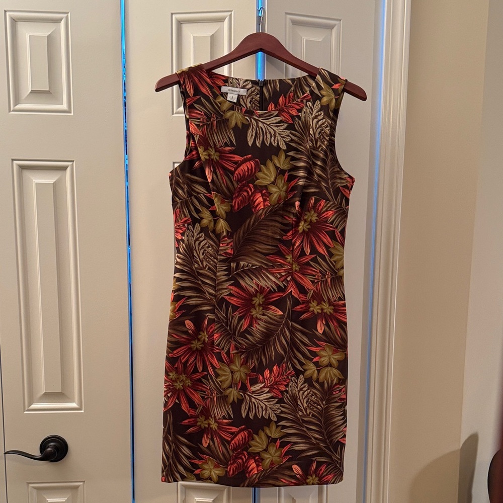 Dress Barn Leafy Tropical Dress - Brown, Orange & Green